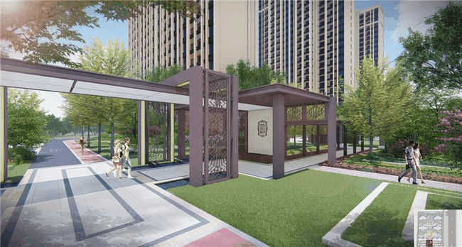 风雨连廊效果图 活力社区 全龄畅享 在小区的全龄运动场中